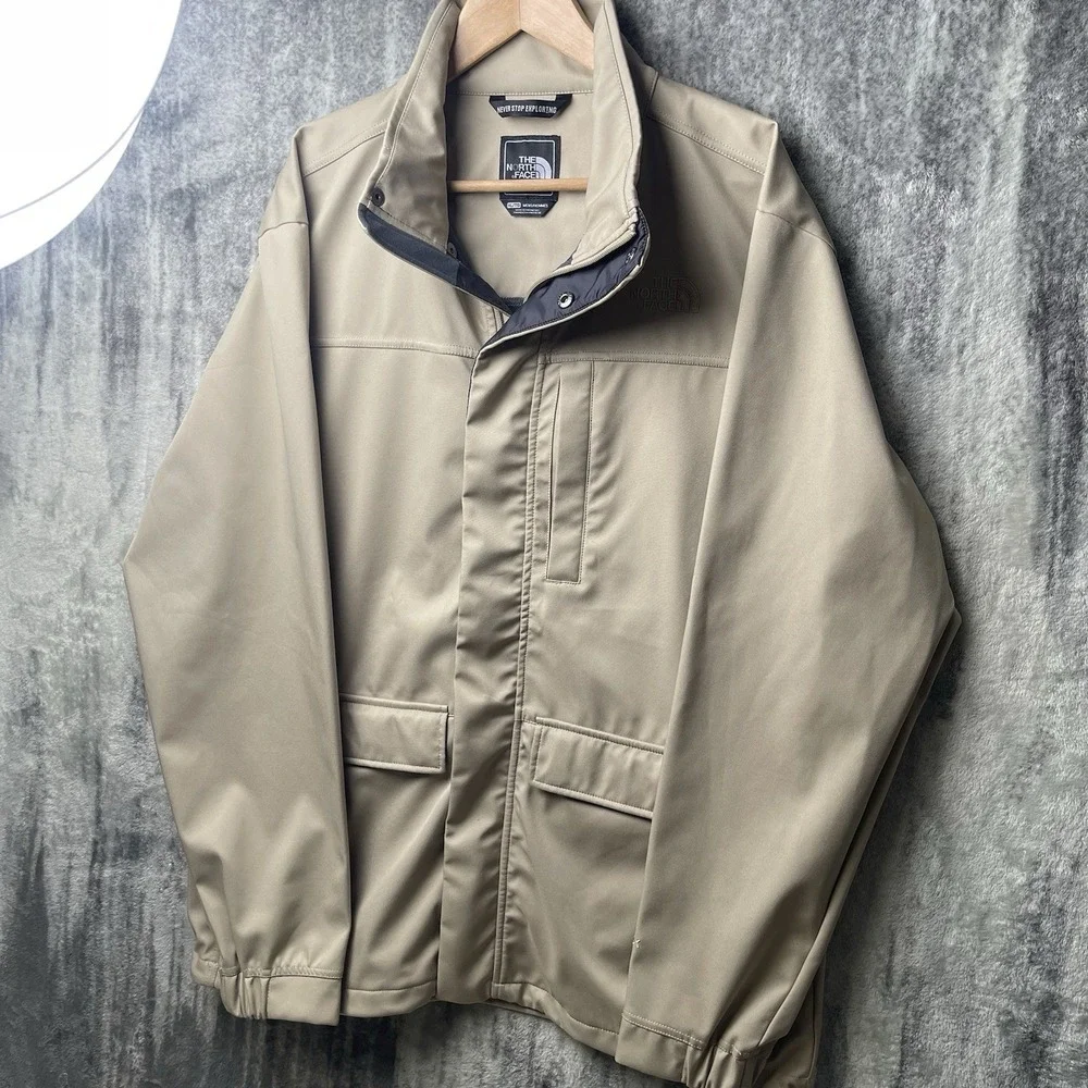 The North Face TNF Apex Men's XL Tan Soft Shell Full Zip Jacket Outdoor Hiking